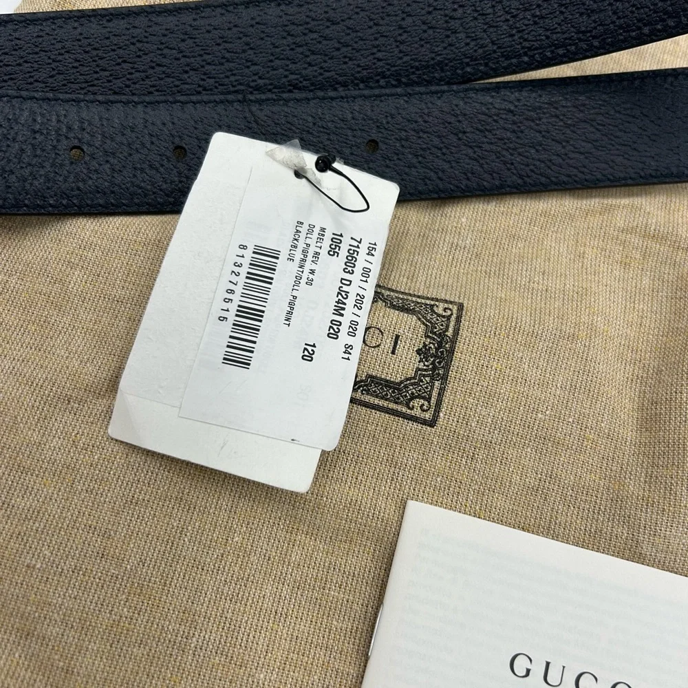 Men's Gucci interlocking G leather belt 120 cm/46 inches made in Italy - Picture 5 of 9